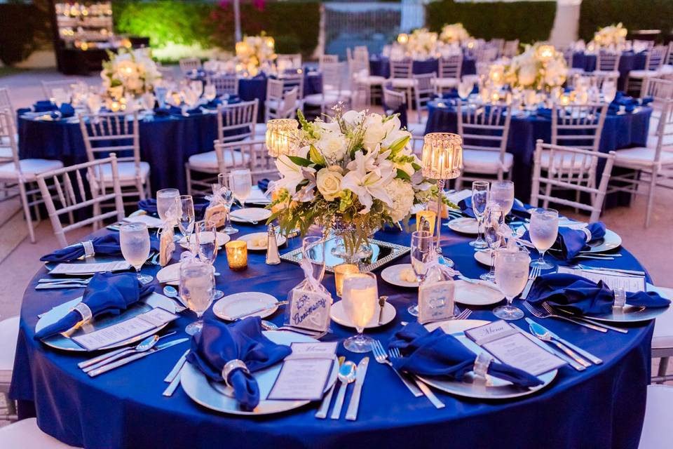 Navy and silver tablescape