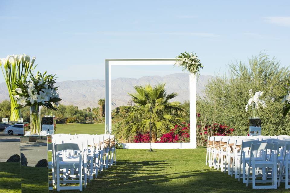 Framed ceremony backdrop - desert willow
