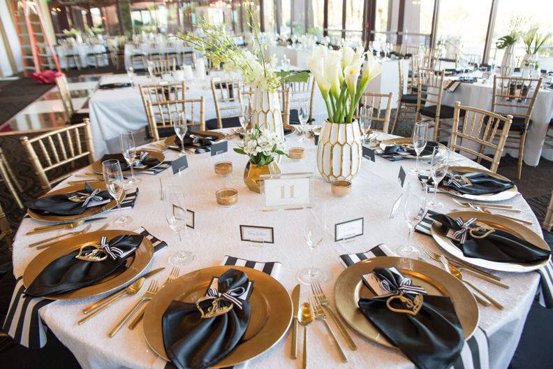 Gold and black wedding decor