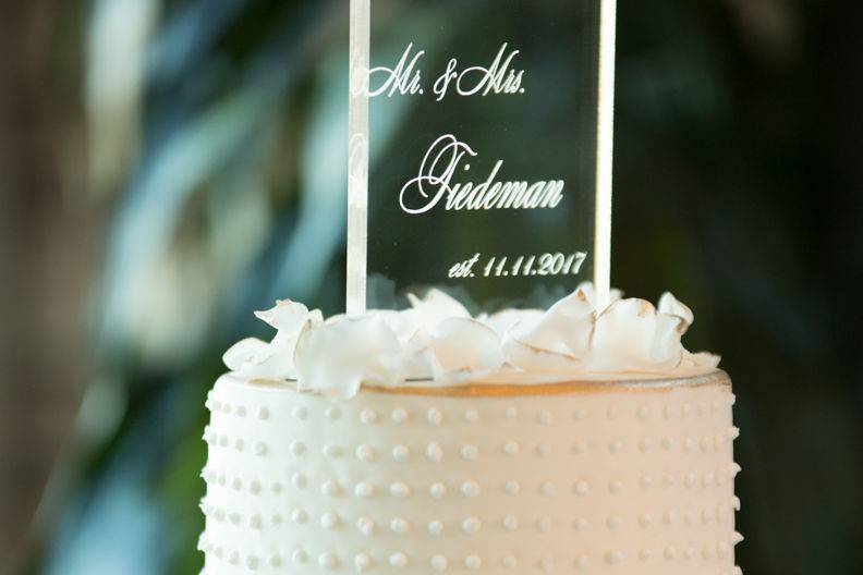 Custom acrylic lit cake topper