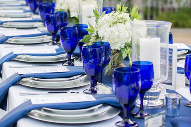 La quinta resort, blue and silver wedding