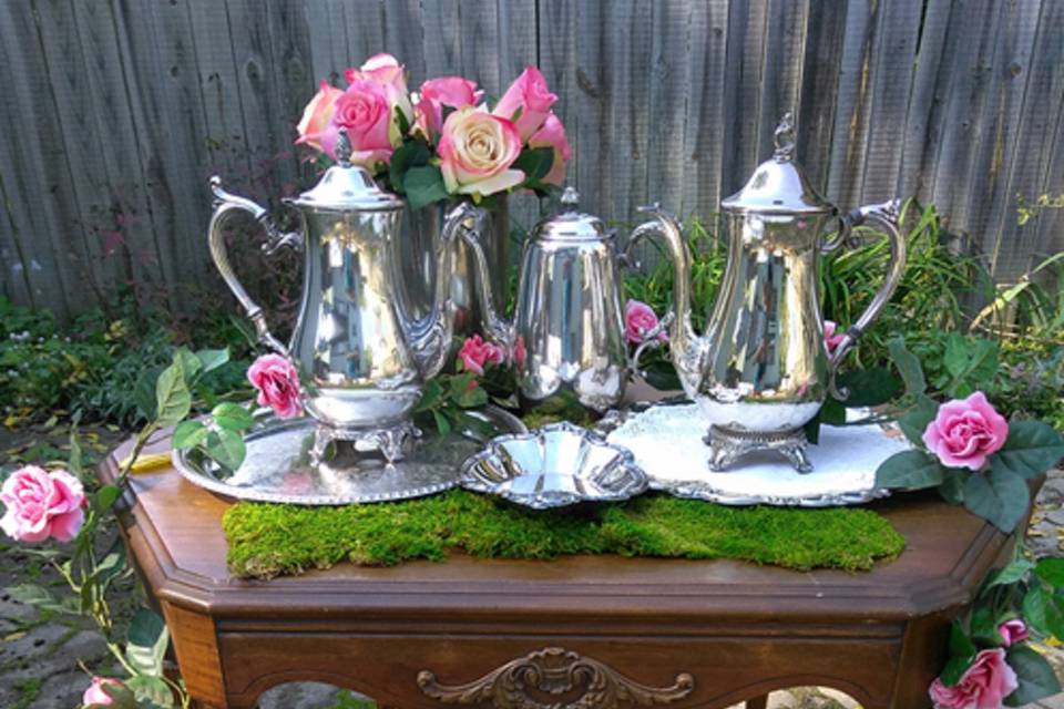 Silver tea serving pieces