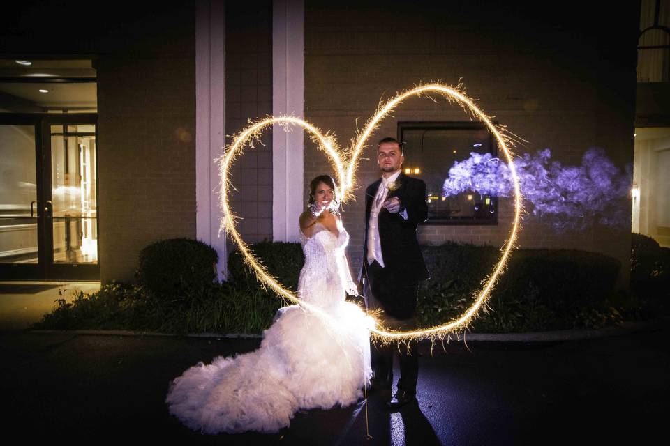 A heart drawn by sparklers - Milestone Photo and Video