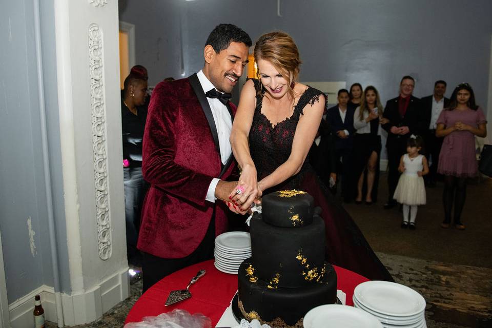 Cake cutting in the ballroom