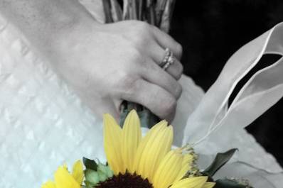 Bride holding flowers