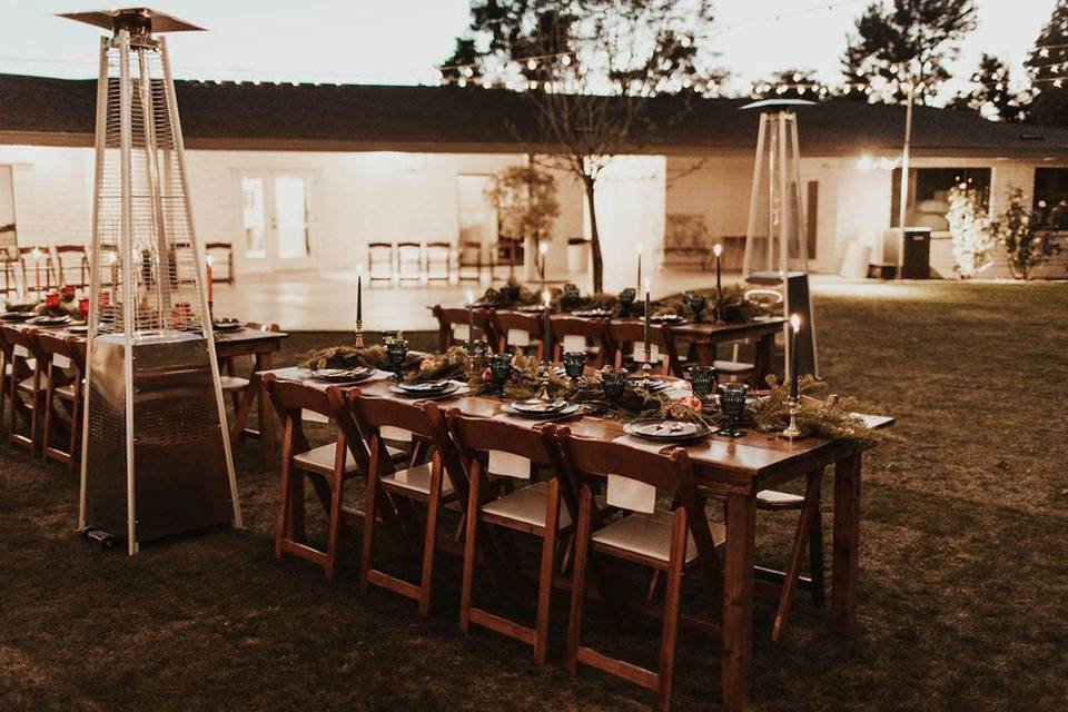 Farm Tables, Chairs, Heaters