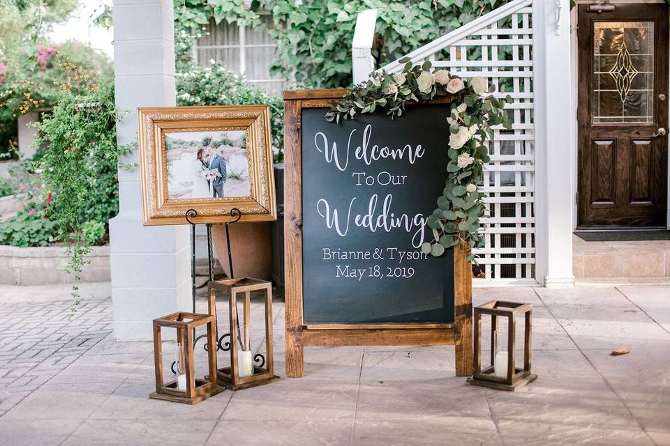 Chalkboard and Candle Lanterns