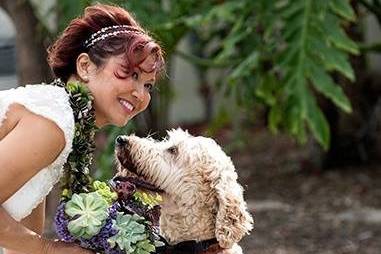 Bride with a dog