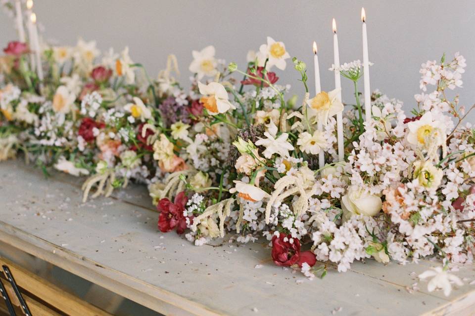 Lush floral table centerpiece
