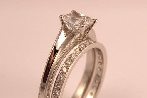Diamond bridal set in platinum.