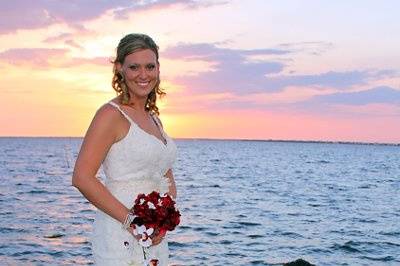 A beautiful couple at sunset on their wedding day!