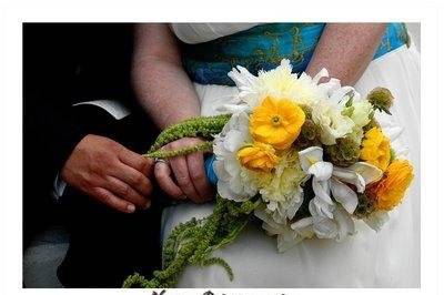Yellow and Aqua Wedding Bouquet