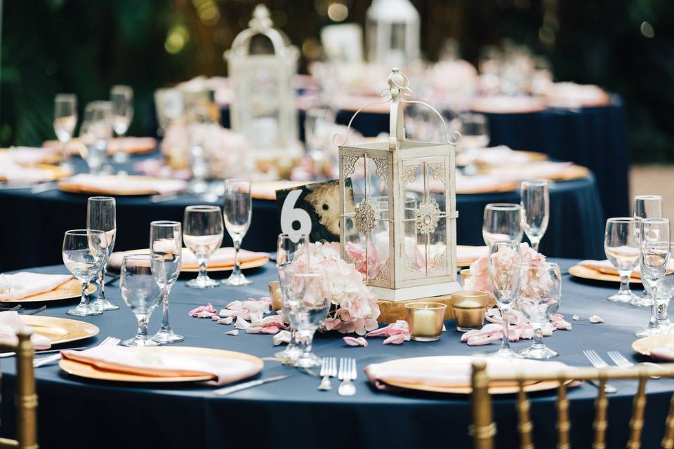Table setup with centerpiece