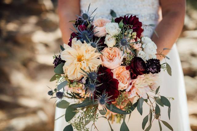 Dahlias in the pines