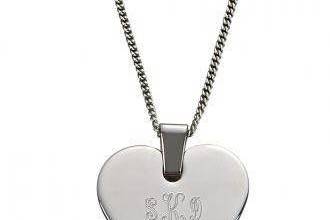 Monogrammed beautiful heart silver pendant with chain