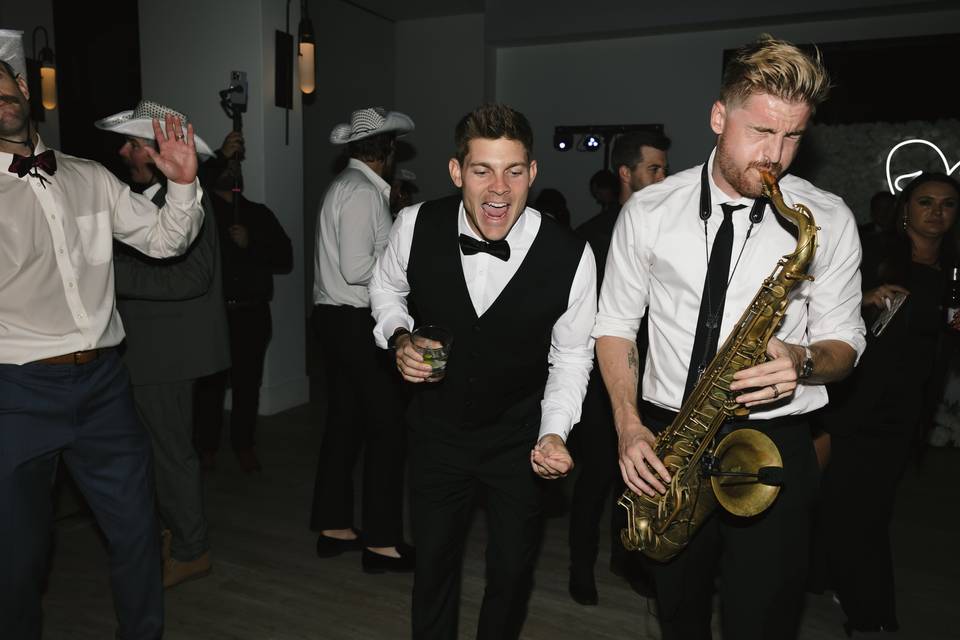 Groom having a blast!