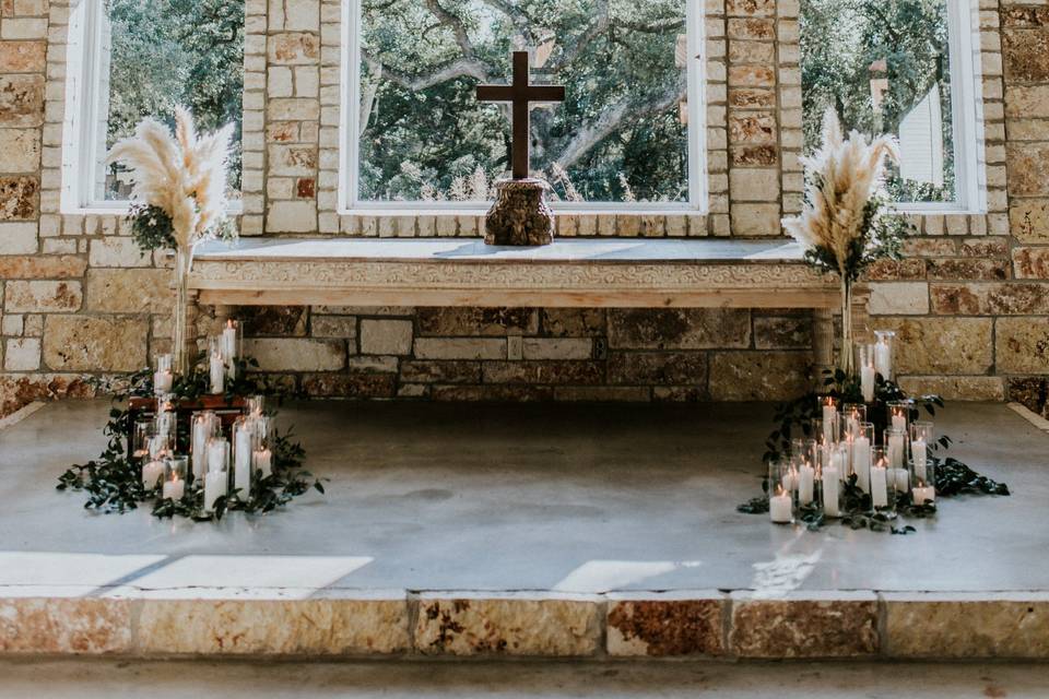 Chandelier over altar