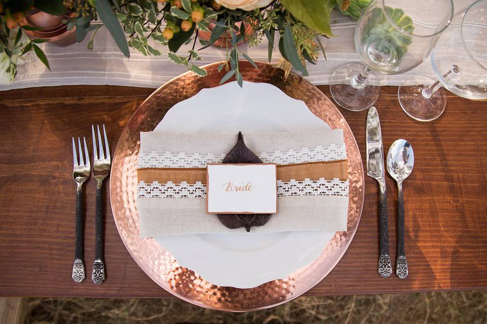 Copper table place setting