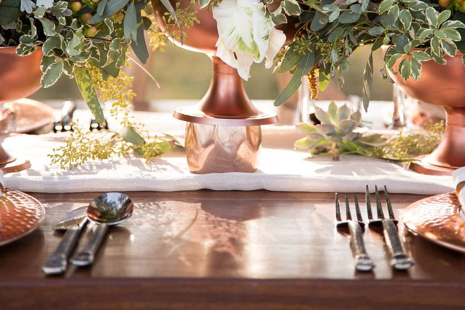 Copper floral centerpiece