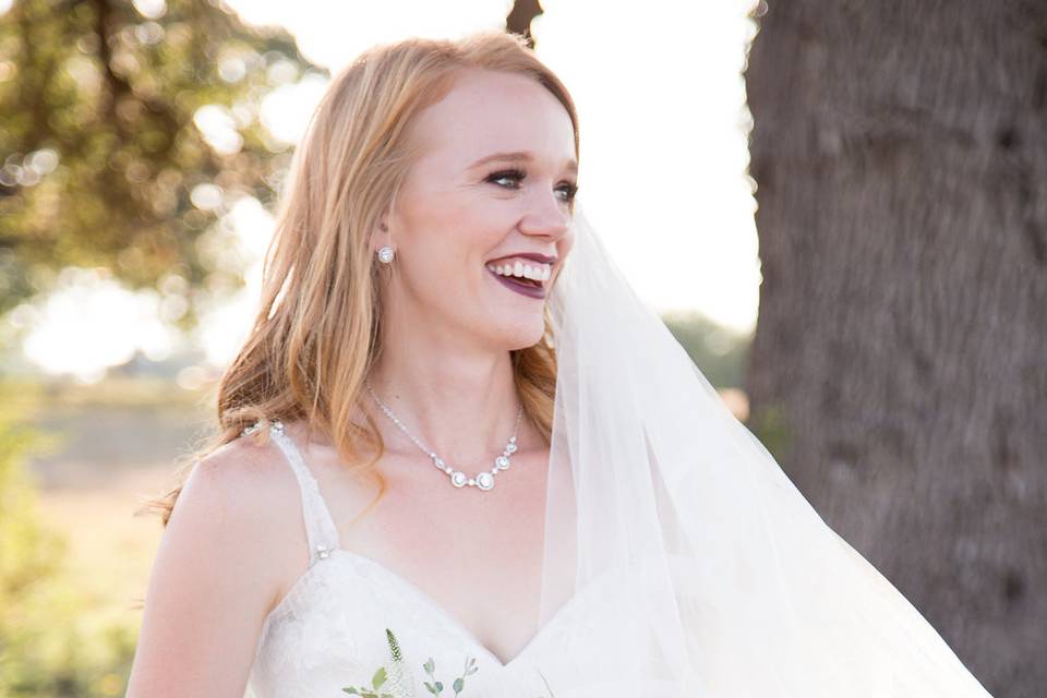 The bride holding her bouquet