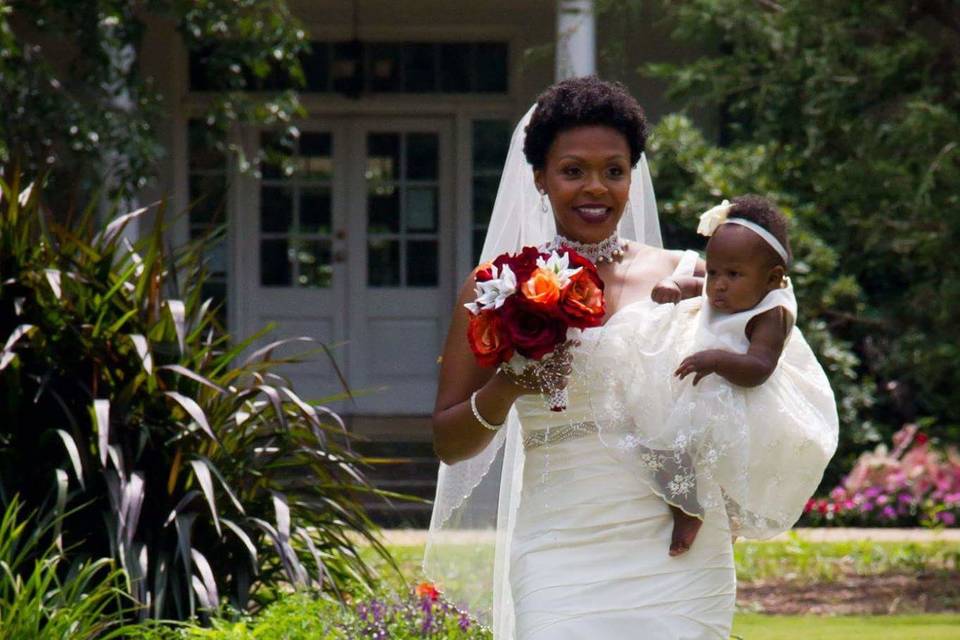 Bride and baby