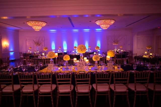 Long table setup with centerpiece