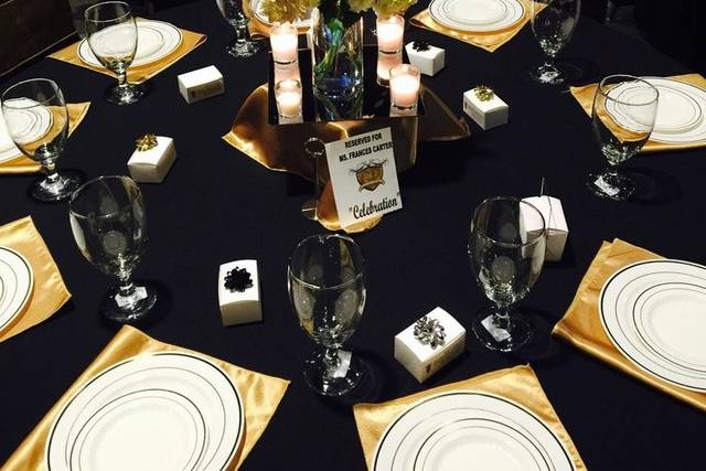 Table setup with flower centerpiece