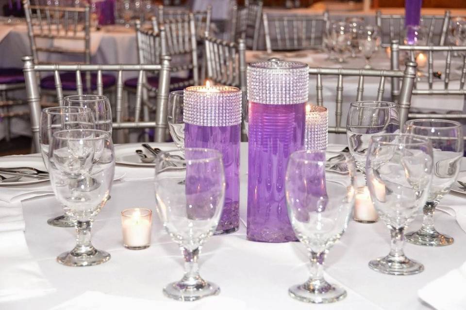 Table setup with candle centerpiece