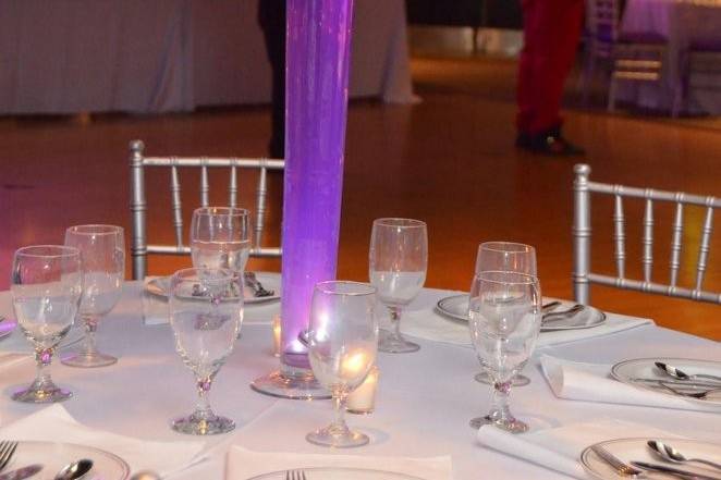 Table setup with centerpiece