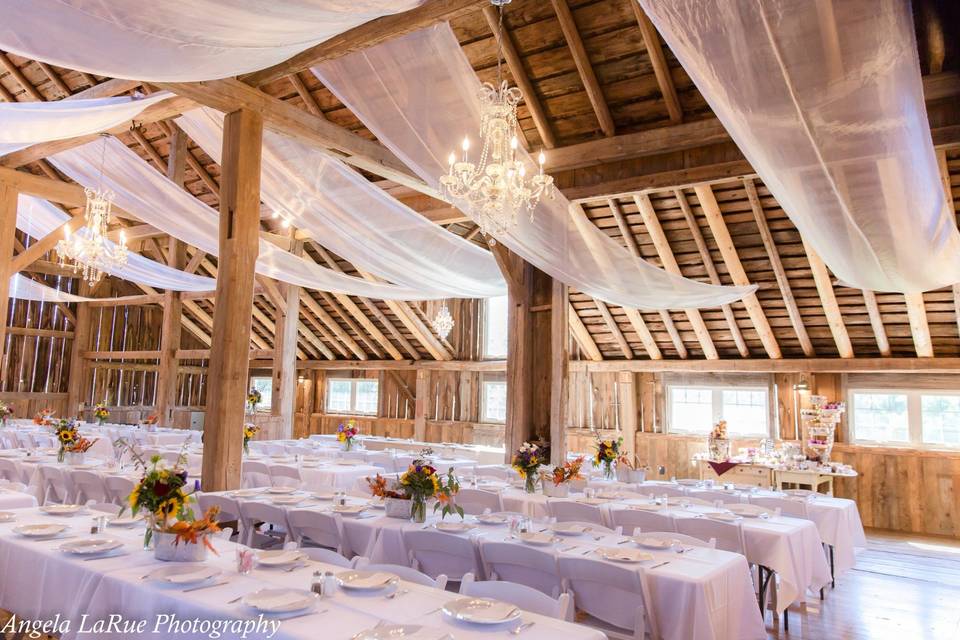 Decorated barn tables
