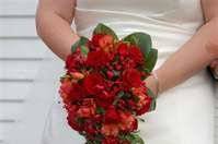 The bride holding her bouquet