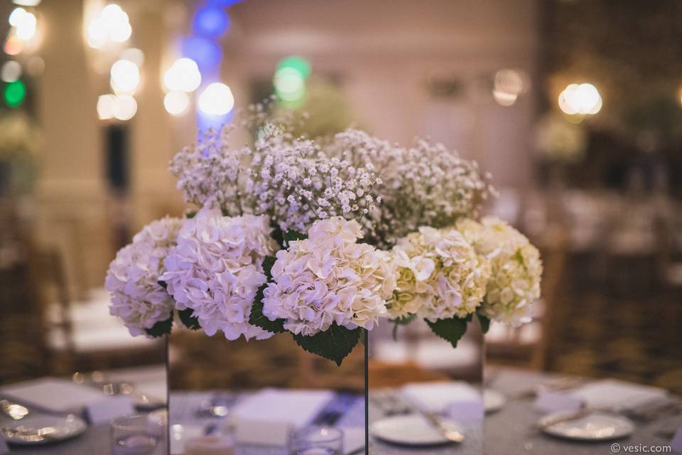 Table setup with centerpiece