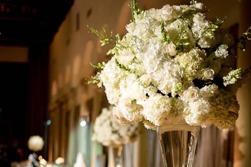 Table setup with centerpiece