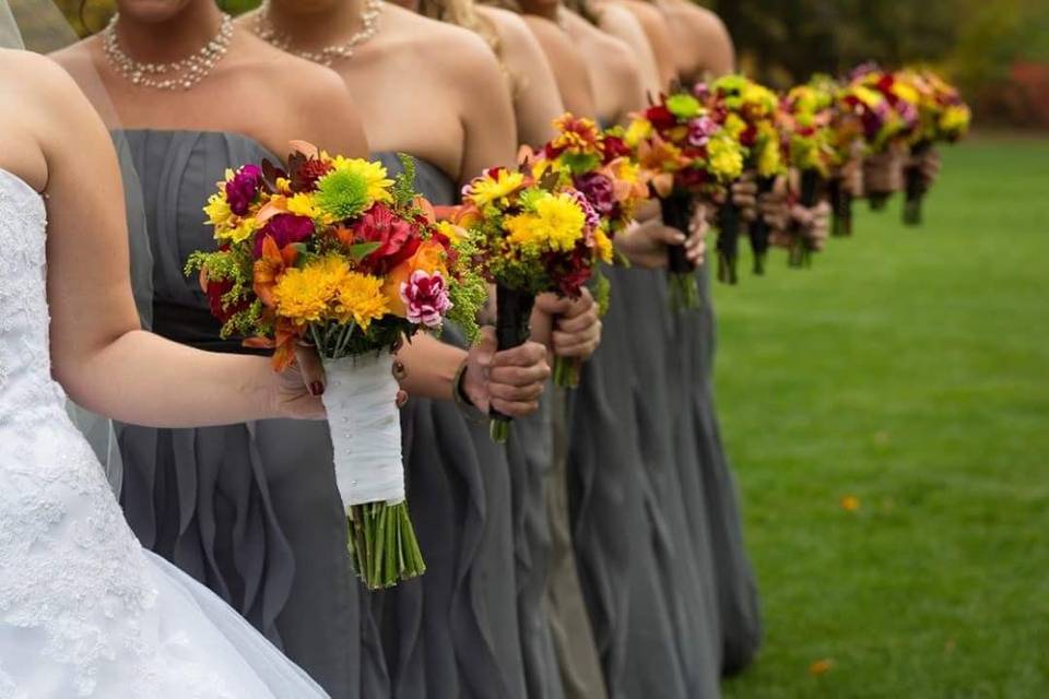 A line of bouquets