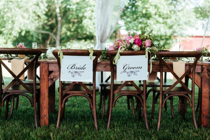 Reception table of newlyweds