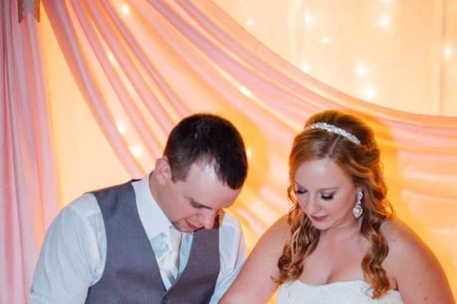 Cutting of wedding cake