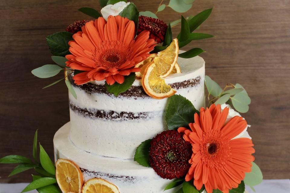Fall Floral & Orange Cake