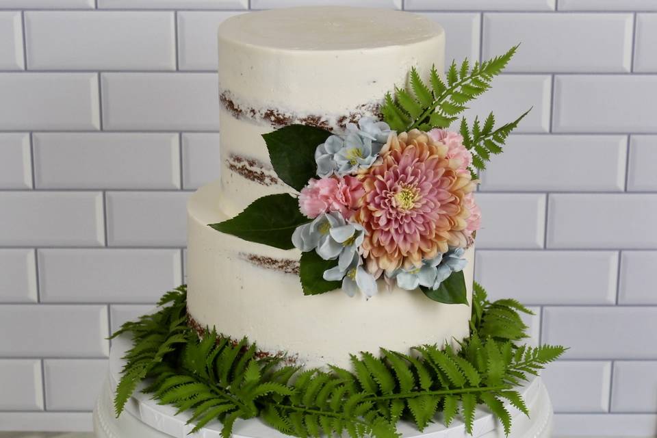 Fern & Floral Wedding Cake