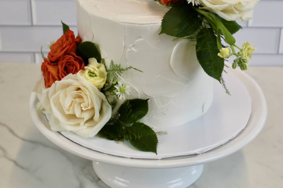 White & Orange Wedding Cake