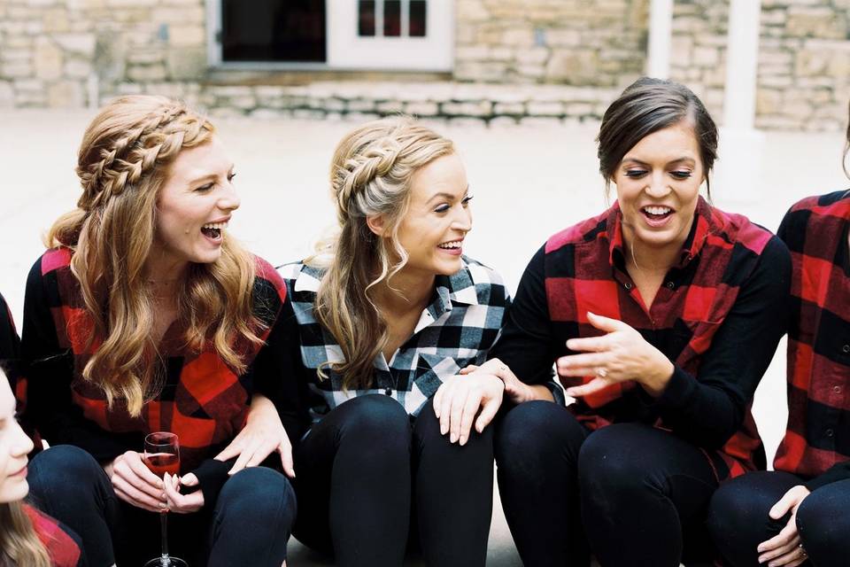 Bride & bridesmaids flannel