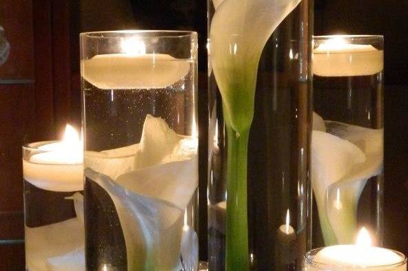 Candle light and flowers