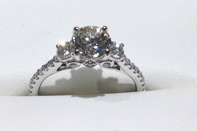 Three stone engagement ring