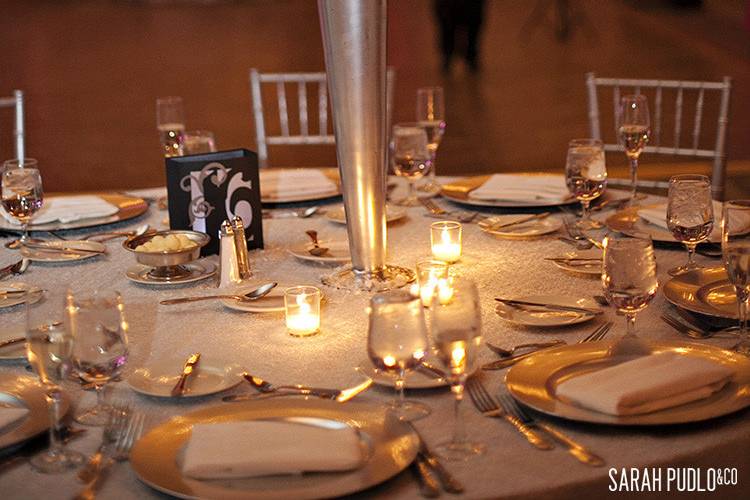 Table setup with centerpiece