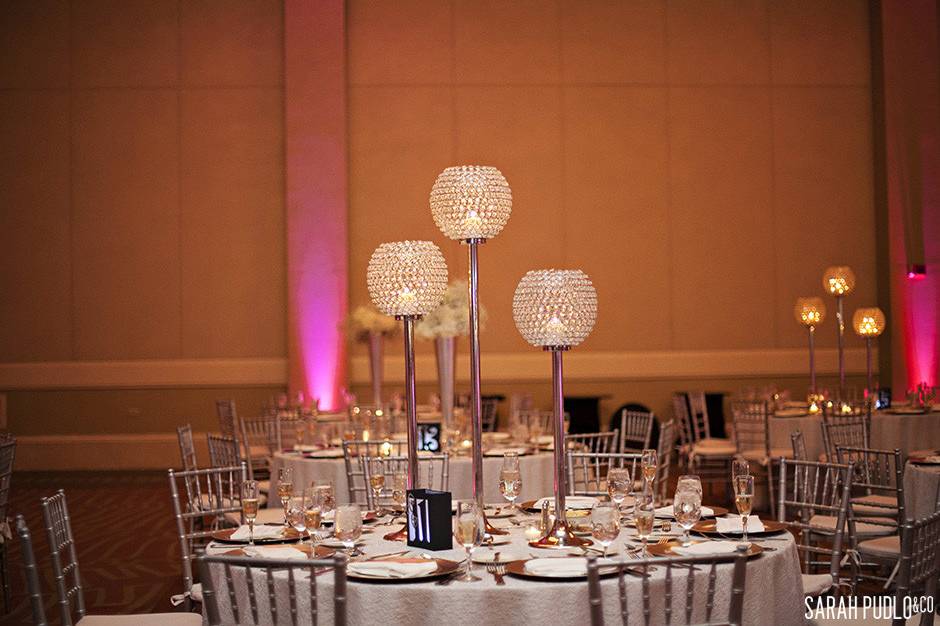 Table setup with centerpiece