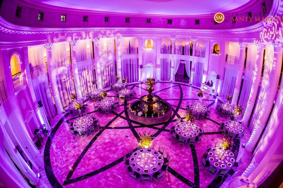 Purple themed indoor event