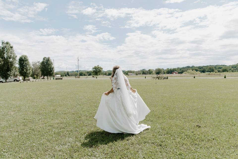 Open fields bride shot