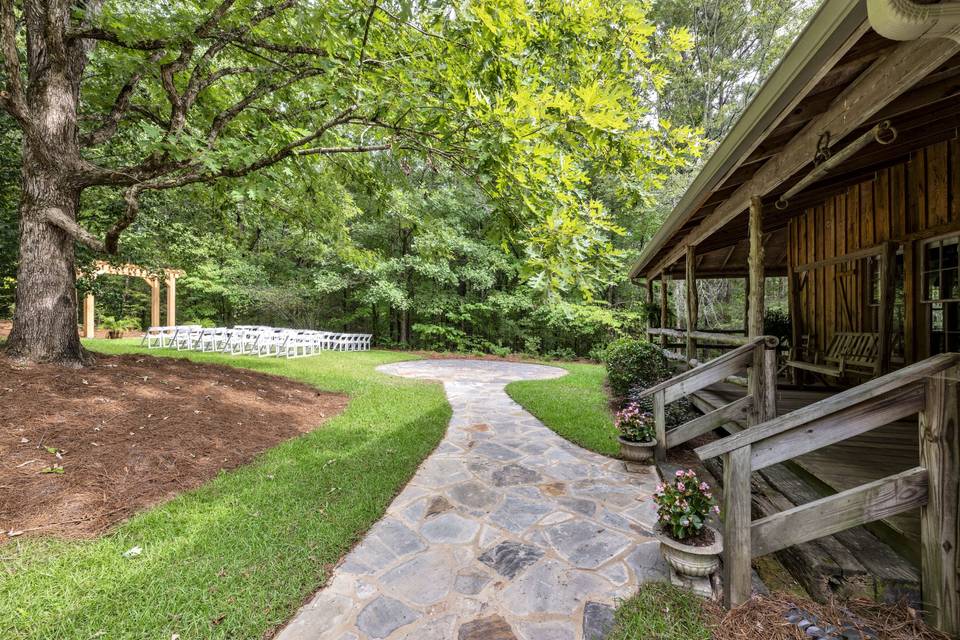 Garden path in front of cabin