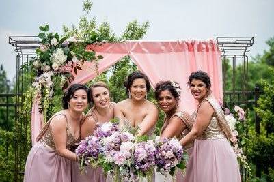 Bride and bridesmaids at the function lawn