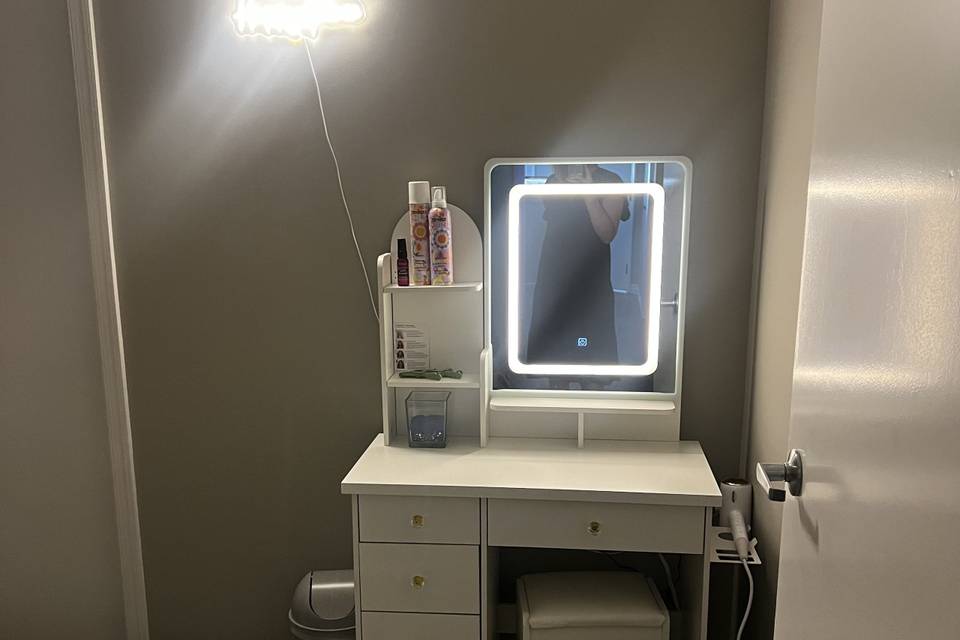 Vanity in dressing room