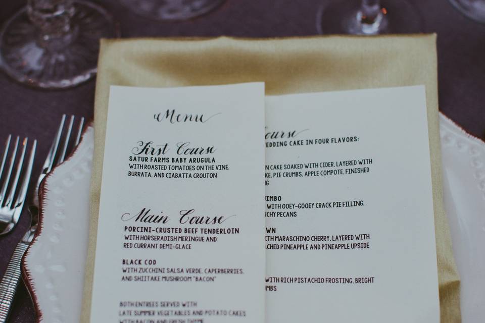 Table setting with menu